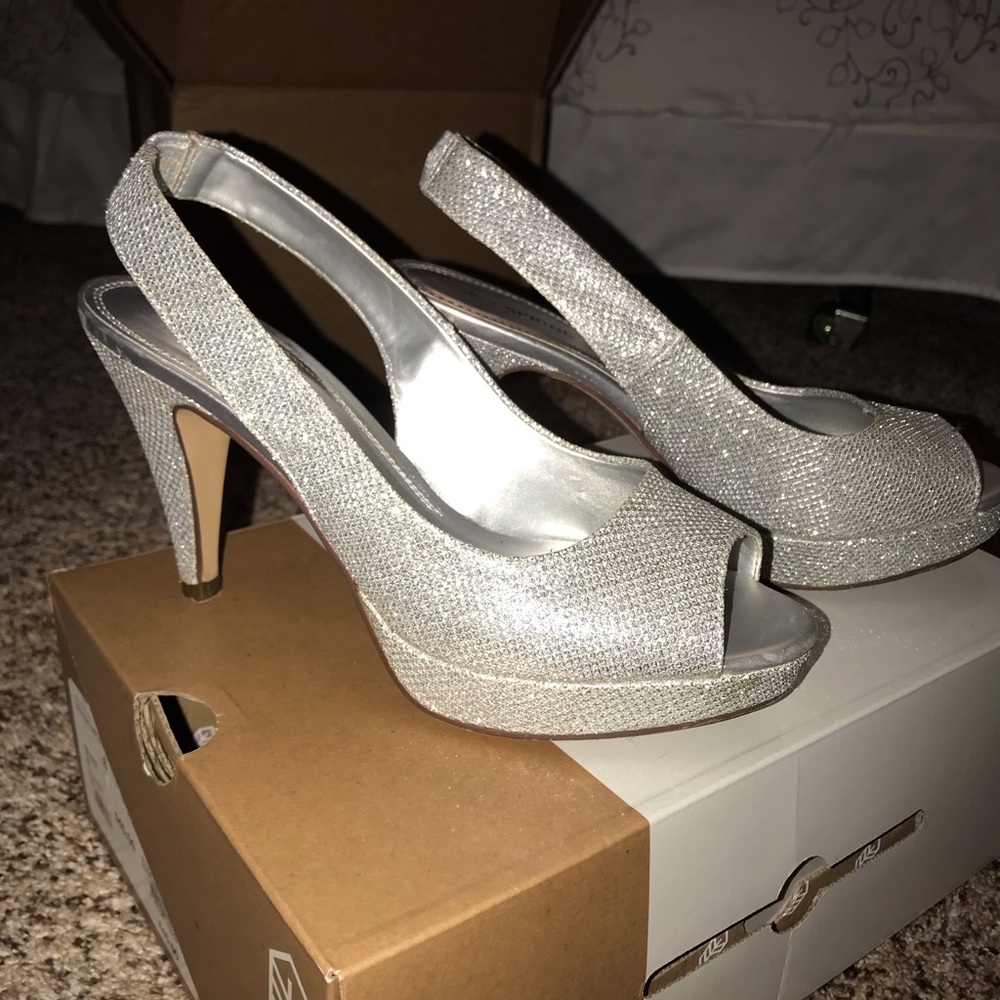Silver sparkly heels